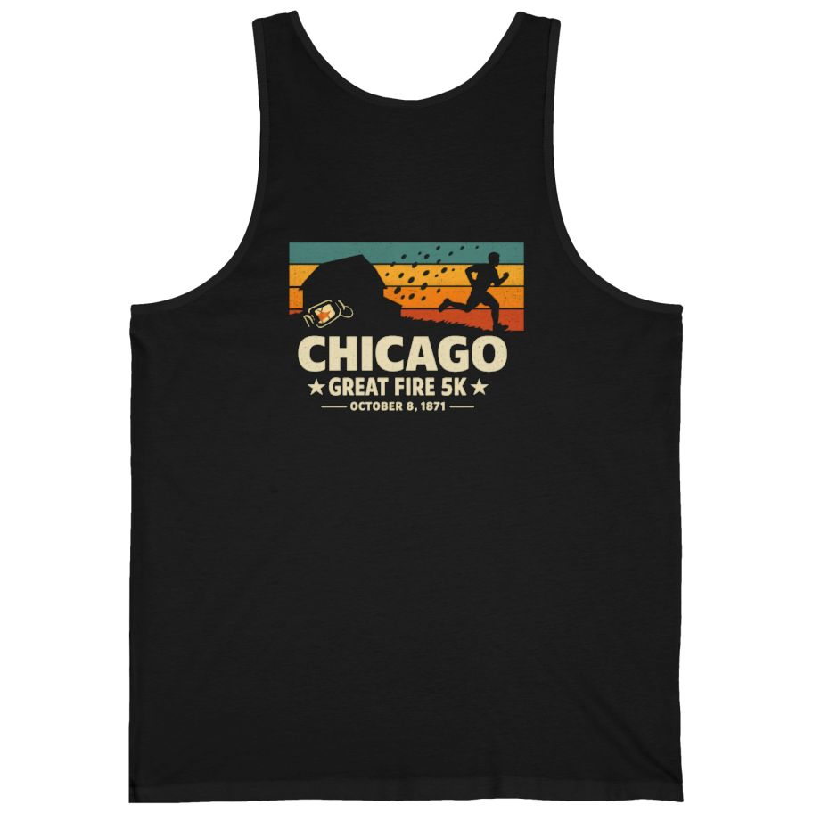 Chicago Great Fire 5K Retro Back Print Tank Top - Black back