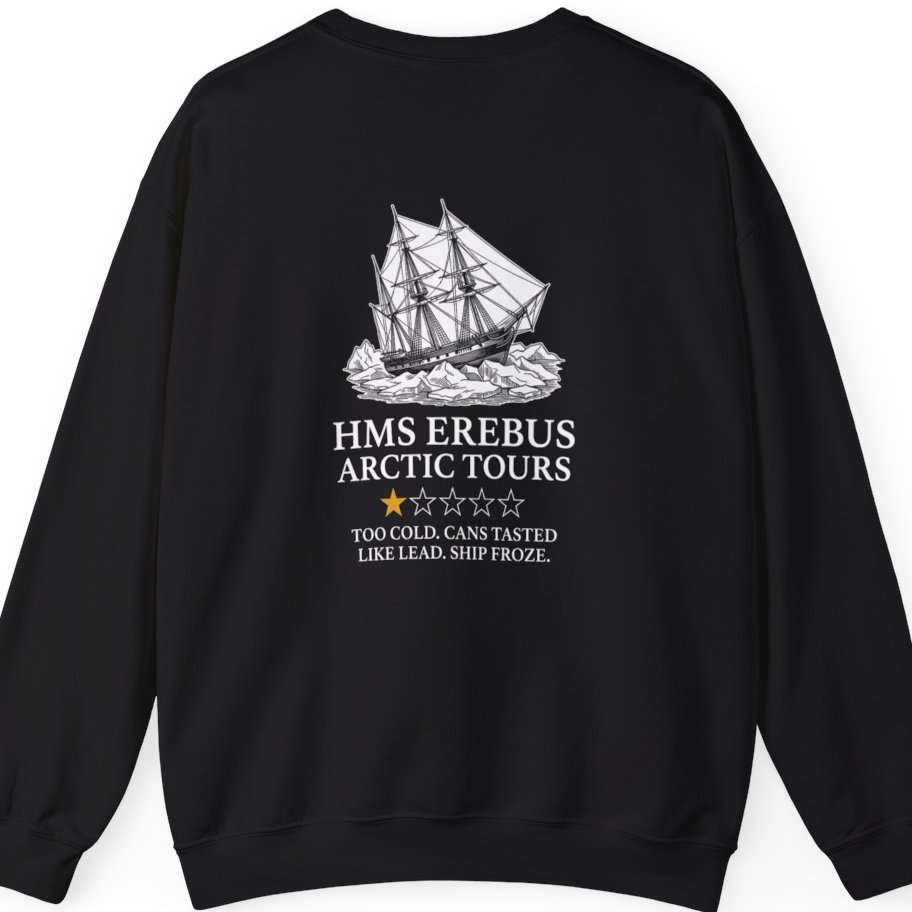 Hms Erebus Arctic Tours Back Print Sweatshirt - Black back