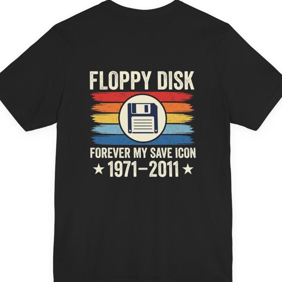 Floppy Disk Memorial Back Print Premium Tee - Black back