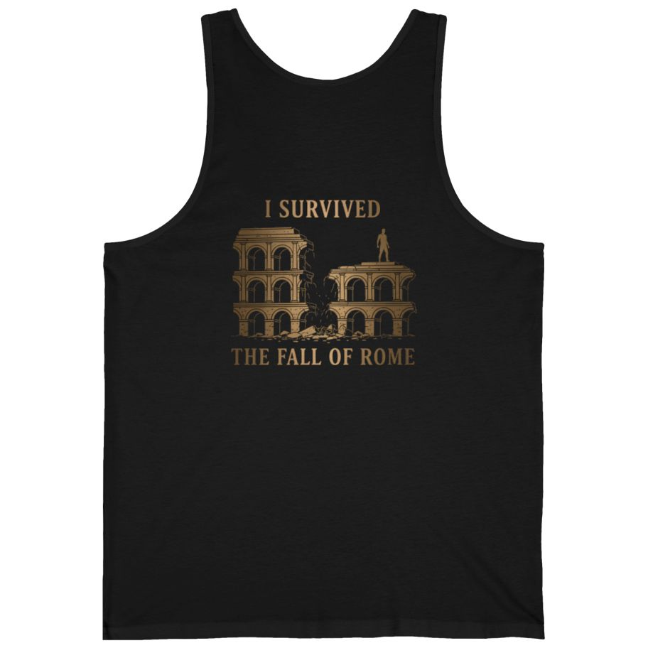 I Survived The Fall of Back Print Tank Top - Black back