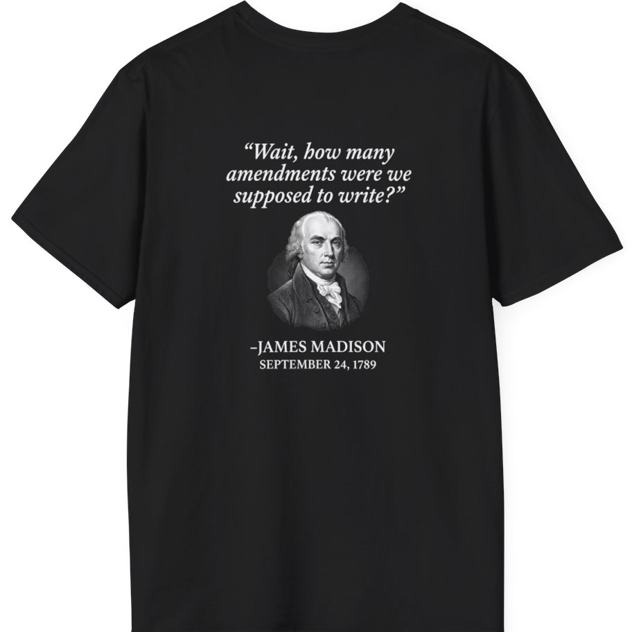Madison Bill of Rights Deadline Back Print T-Shirt - Black back