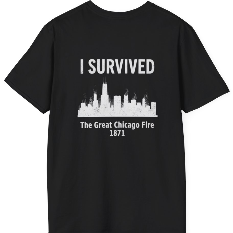 I Survived The Great Chicago Back Print T-Shirt - Black back