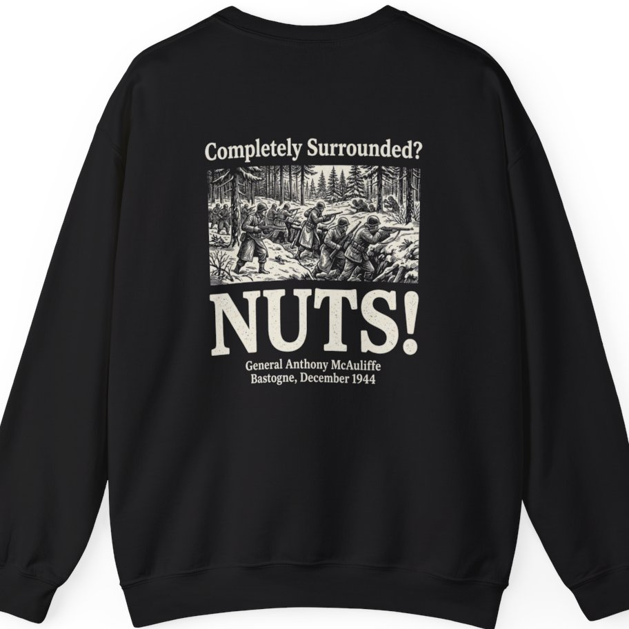 Bastogne Nuts Defiance Back Print Sweatshirt - Black back