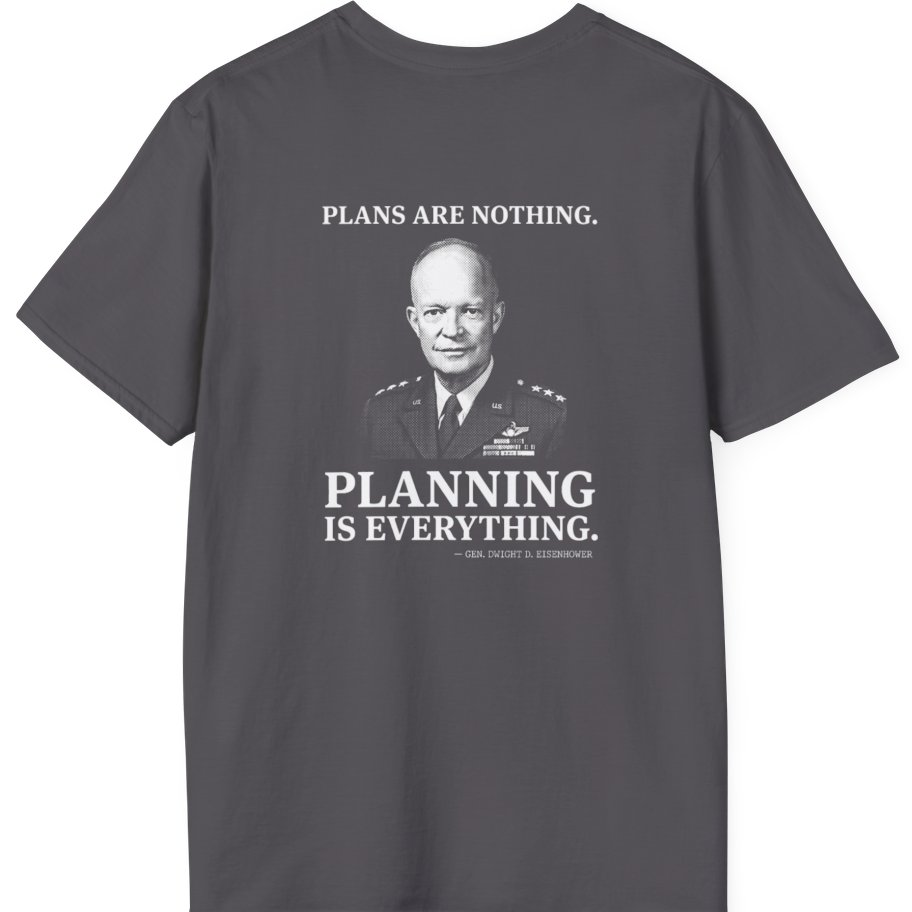 Eisenhower Planning Everything Back Print T-Shirt - Charcoal back