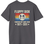 Floppy Disk Memorial Back Print T-Shirt - Charcoal back