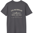 Civil War River Ironclads Back Print T-Shirt - Charcoal back