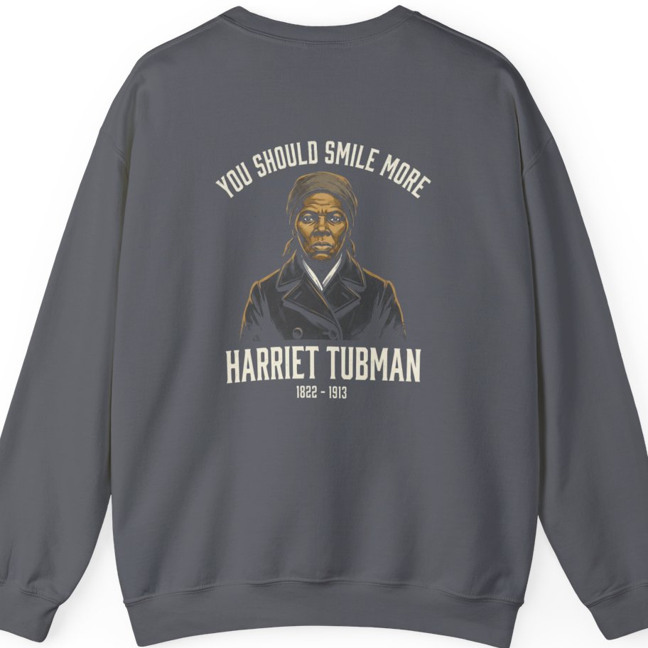You Should Smile More Harriet Back Print Sweatshirt - Charcoal back