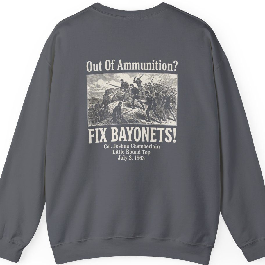 Out of Ammunition Fix Bayonets Back Print Sweatshirt - Charcoal back