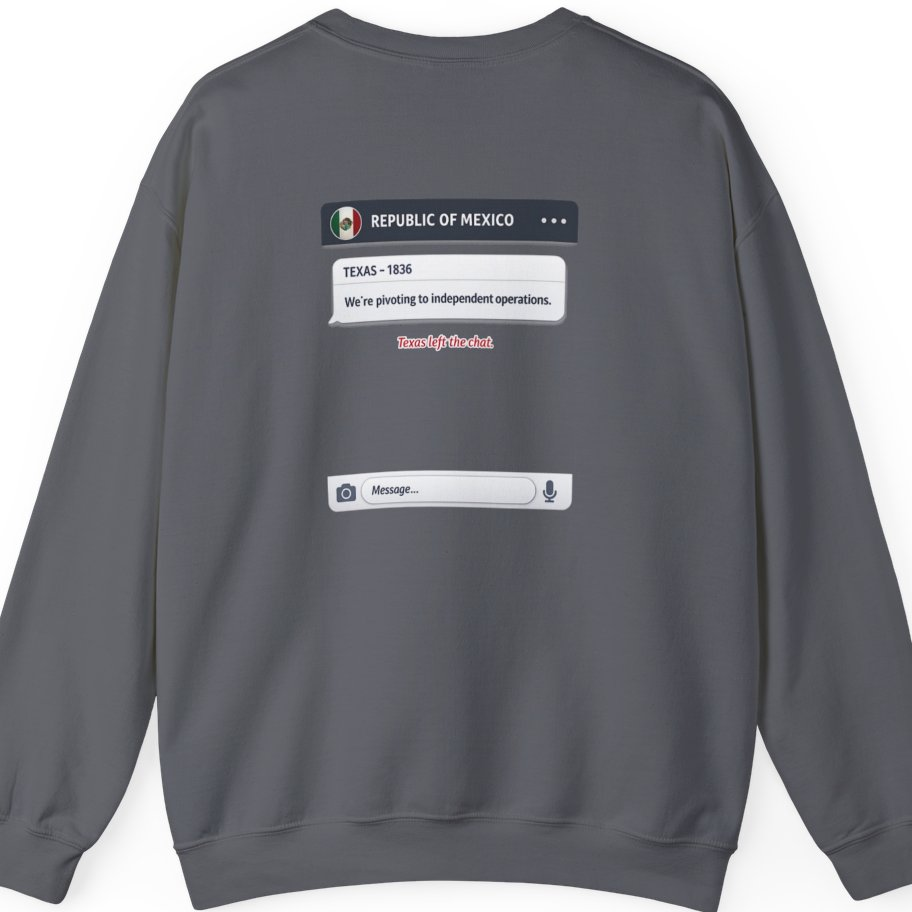 Texas Independence Group Chat Back Print Sweatshirt - Charcoal back