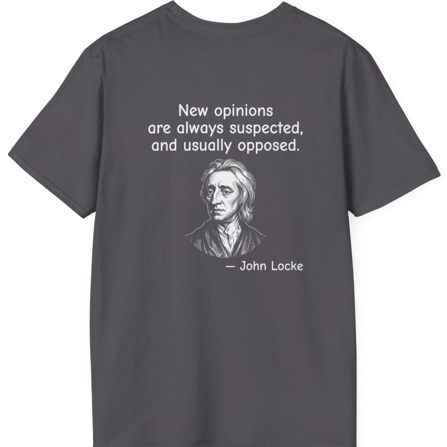 Locke New Opinions Back Print T-Shirt - Charcoal back