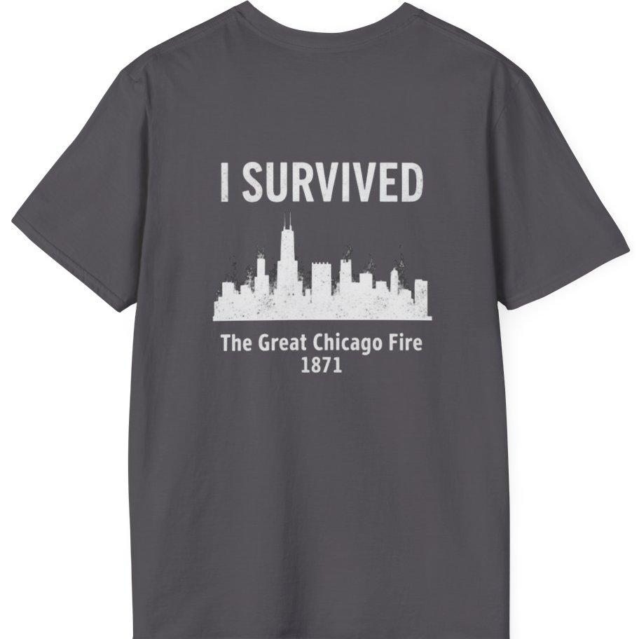 I Survived The Great Chicago Back Print T-Shirt - Charcoal back