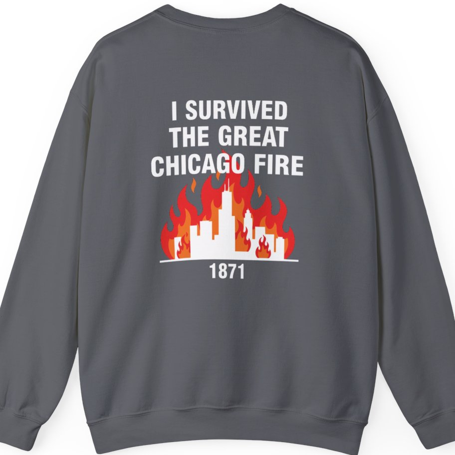 Great Chicago Fire Classic Back Print Sweatshirt - Charcoal back