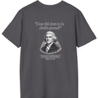 Thomas Jefferson Procrastination Double Spaced Back Print T-Shirt - Charcoal back