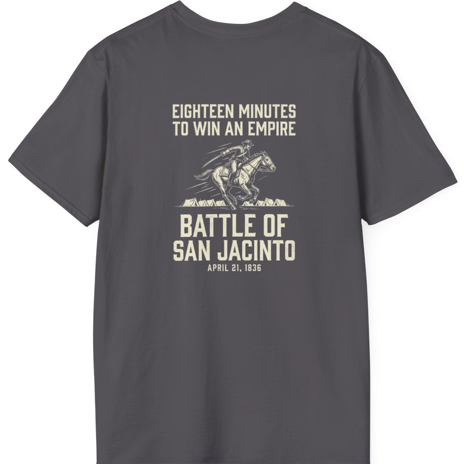 San Jacinto Eighteen Minutes Back Print T-Shirt - Charcoal back