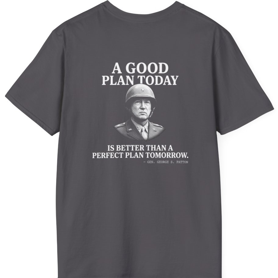 Patton Good Plan Back Print T-Shirt - Charcoal back