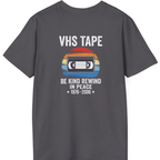 Vhs Tape Memorial Back Print T-Shirt - Charcoal back