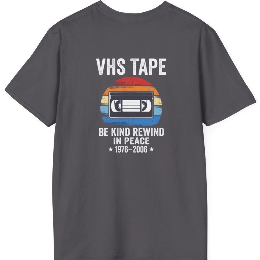 Vhs Tape Memorial Back Print T-Shirt - Charcoal back