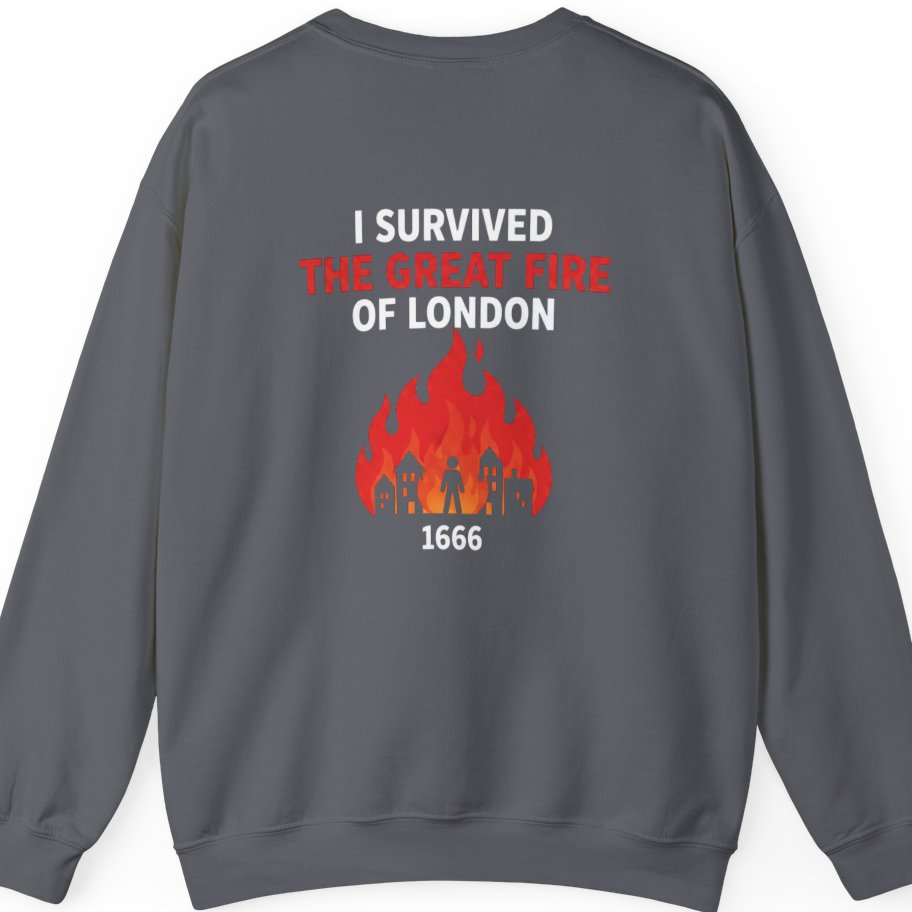 I Survived The Great Fire Back Print Sweatshirt - Charcoal back