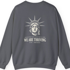 Lady Liberty We Are Thriving Back Print Sweatshirt - Charcoal back