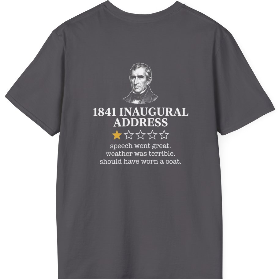 Inaugural Address Review Back Print T-Shirt - Charcoal back