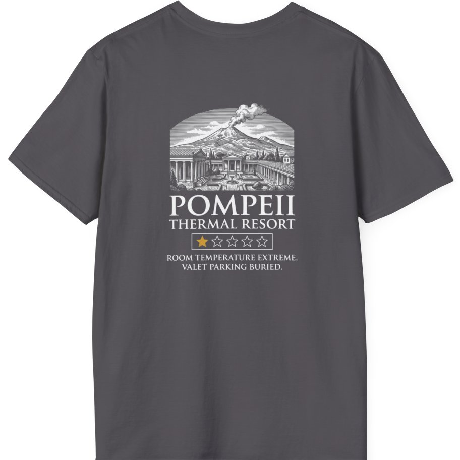 Pompeii Thermal Resort Back Print T-Shirt - Charcoal back