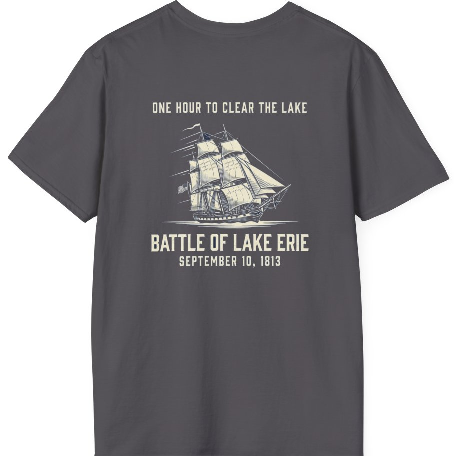 Battle of Lake Erie Back Print T-Shirt - Charcoal back