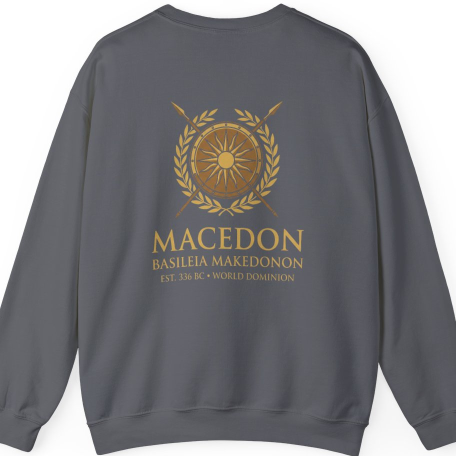 Macedonian Empire Crest Back Print Sweatshirt - Charcoal back