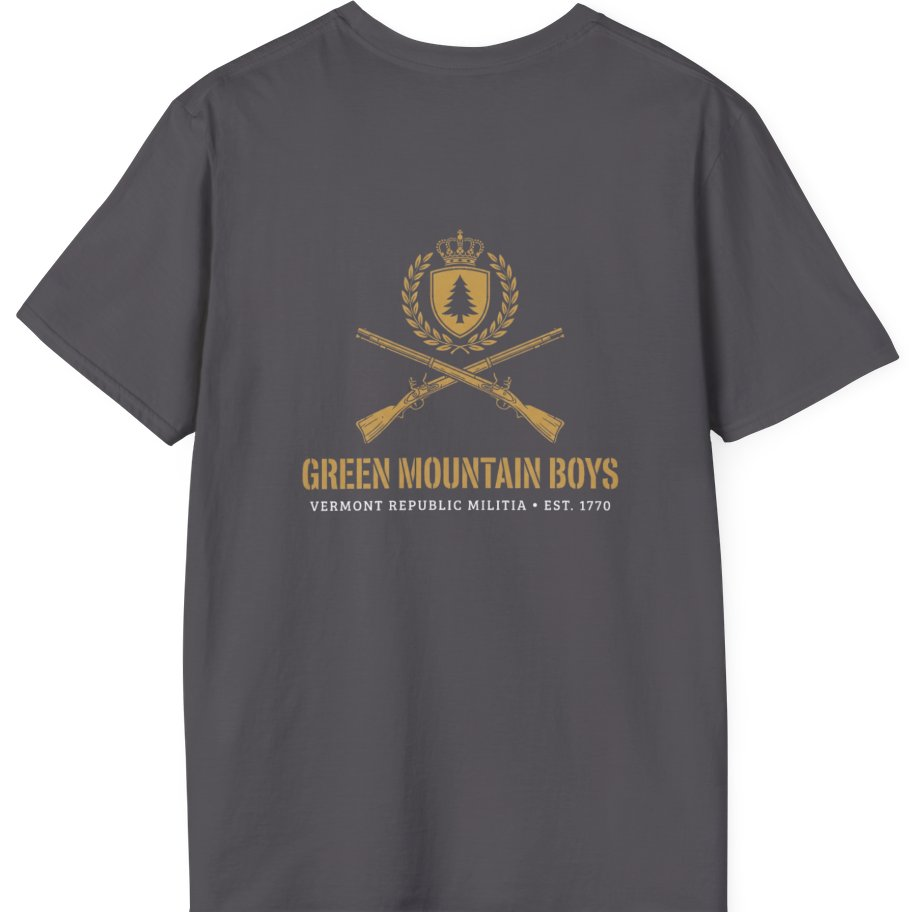 Green Mountain Boys Crest Back Print T-Shirt - Charcoal back