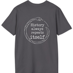 History Always Repeats Back Print T-Shirt - Charcoal back