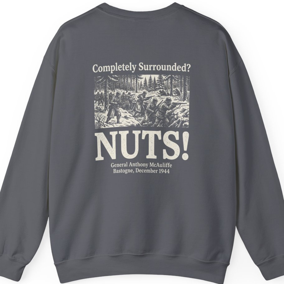Bastogne Nuts Defiance Back Print Sweatshirt - Charcoal back