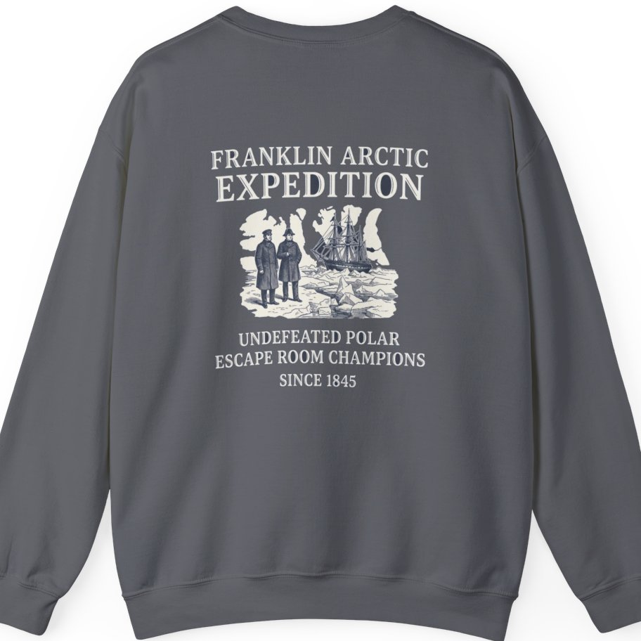 Franklin Arctic Expedition Escape Room Back Print Sweatshirt - Charcoal back