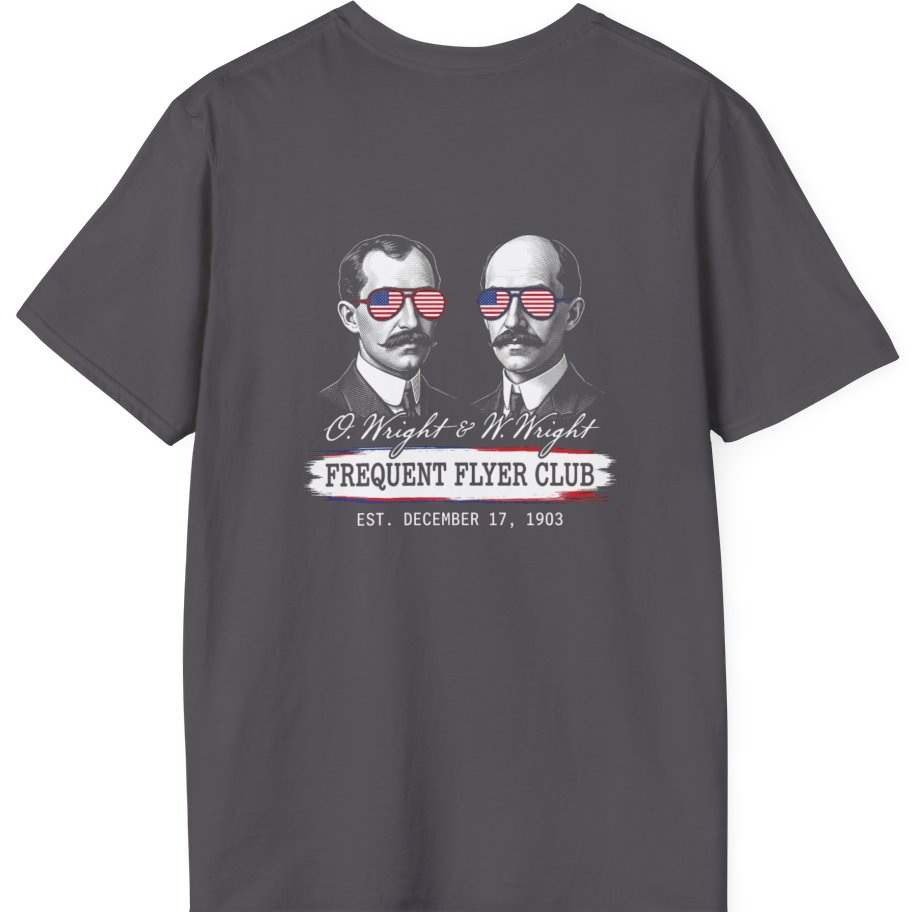 Wright Brothers Frequent Flyer Back Print T-Shirt - Charcoal back
