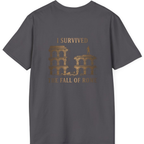 I Survived The Fall of Back Print T-Shirt - Charcoal back
