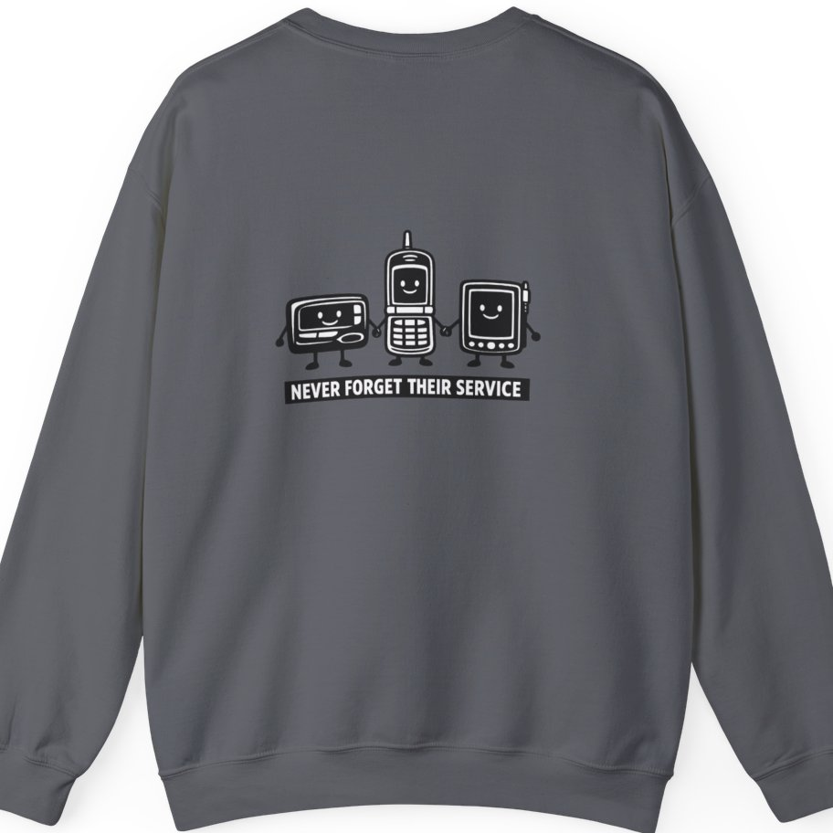 Never Forget Their Service Obsolete Back Print Sweatshirt - Charcoal back