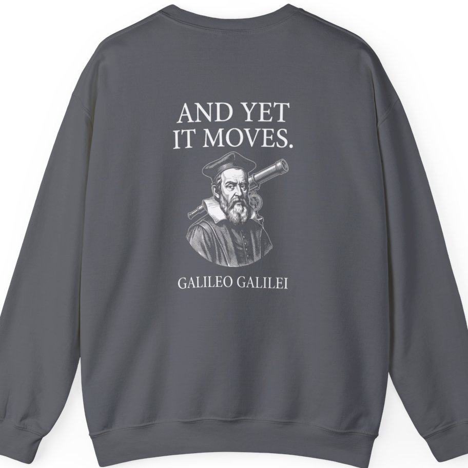 Galileo And Yet It Moves Back Print Sweatshirt - Charcoal back