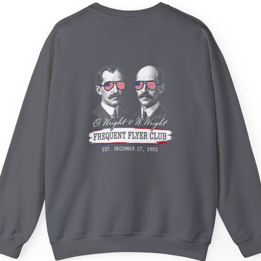 Wright Brothers Frequent Flyer Back Print Sweatshirt - Charcoal back