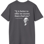 George Washington No Excuse Back Print T-Shirt - Charcoal back