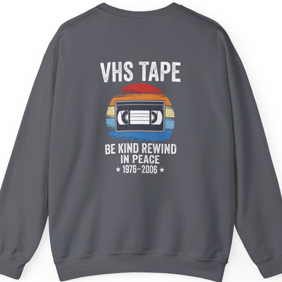 Vhs Tape Memorial Back Print Sweatshirt - Charcoal back