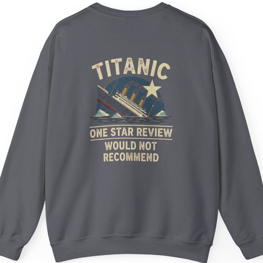 Titanic One Star Review Back Print Sweatshirt - Charcoal back