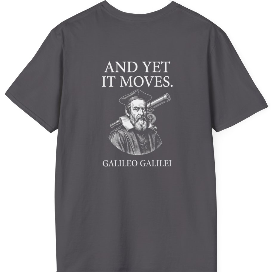 Galileo And Yet It Moves Back Print T-Shirt - Charcoal back