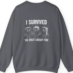 I Survived The Great Library Back Print Sweatshirt - Charcoal back