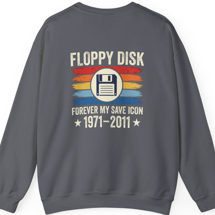Floppy Disk Memorial Back Print Sweatshirt - Charcoal back