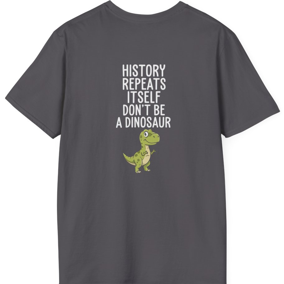History Repeats Itself Back Print T-Shirt - Charcoal back