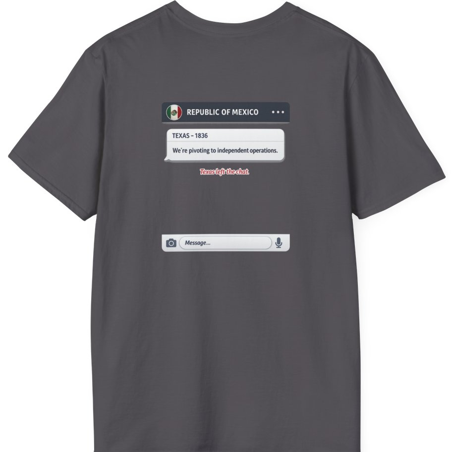 Texas Independence Group Chat Back Print T-Shirt - Charcoal back