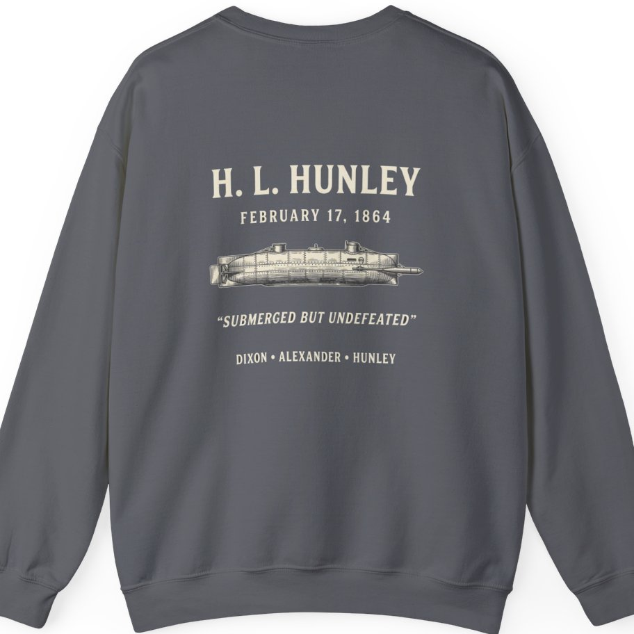 Css Hunley Submarine Memorial Back Print Sweatshirt - Charcoal back