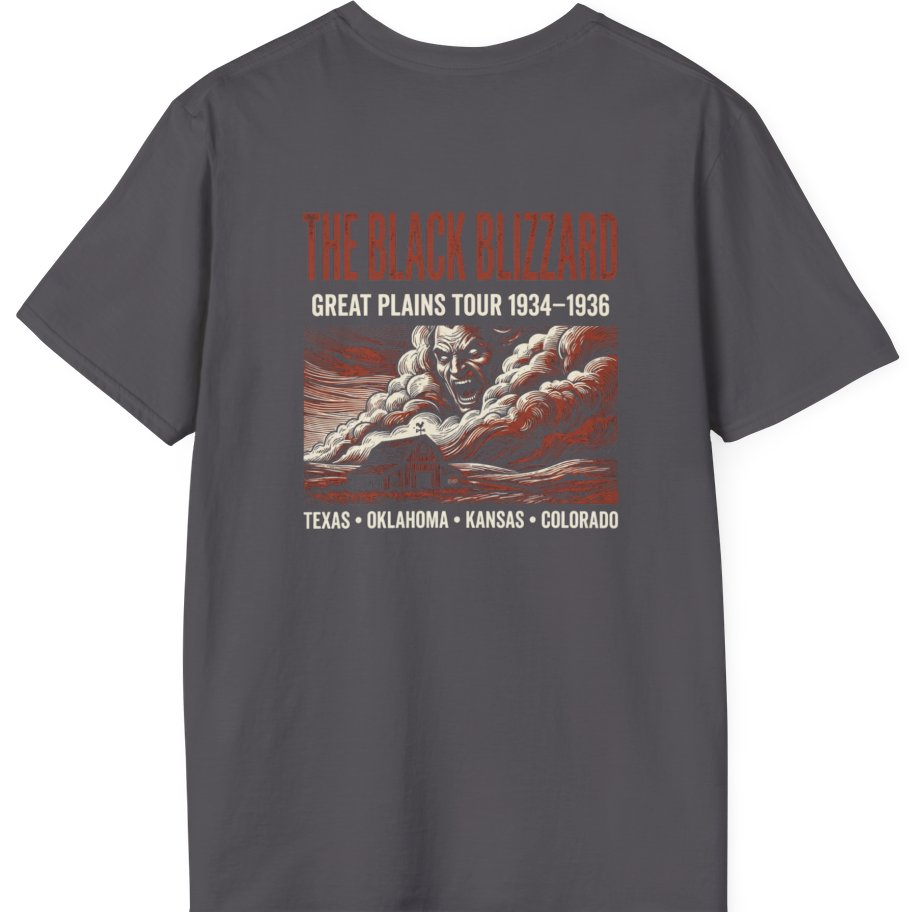 Black Blizzard Dust Tour Back Print T-Shirt - Charcoal back