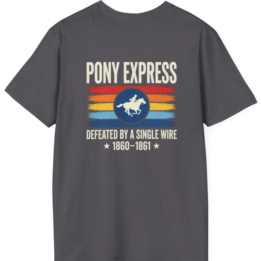Pony Express Memorial Back Print T-Shirt - Charcoal back
