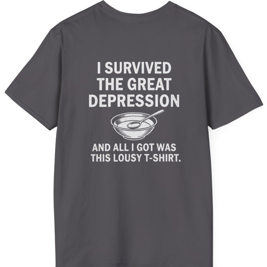 Great Depression Back Print T-Shirt - Charcoal back