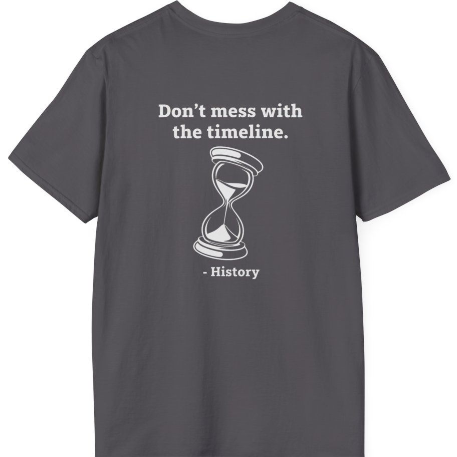 Time Travel Paradox Back Print T-Shirt - Charcoal back