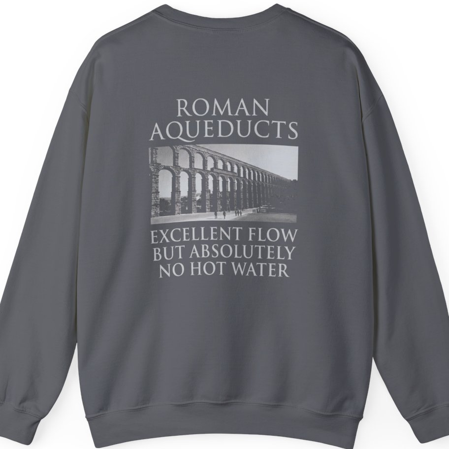 Roman Aqueducts Service Review Back Print Sweatshirt - Charcoal back